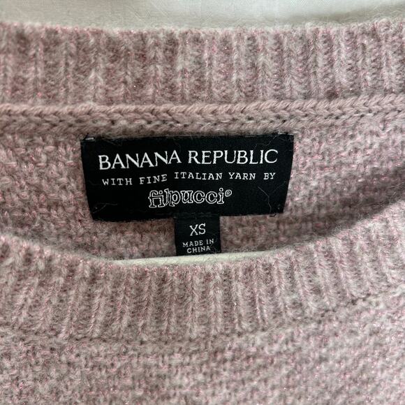 Banana Republic Filpucci women’s sweater pink metallic wool blend long sleeve XS - Picture 2 of 6